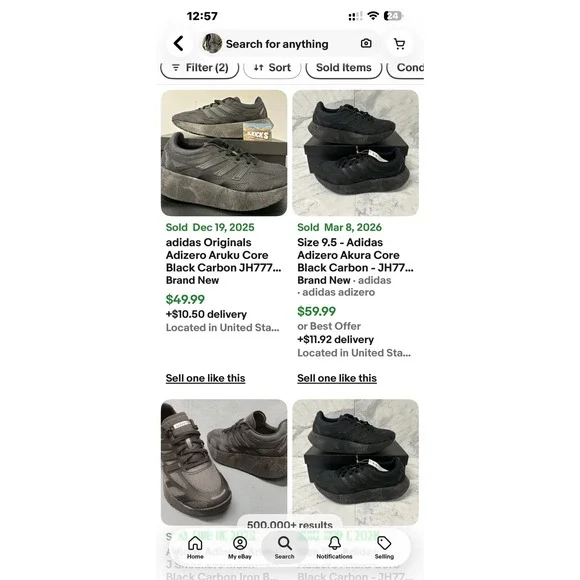 Adidas Adizero Aruku J Mens 7 Black New Swirlfoam JR4061 Running Shoes - Picture 11 of 11